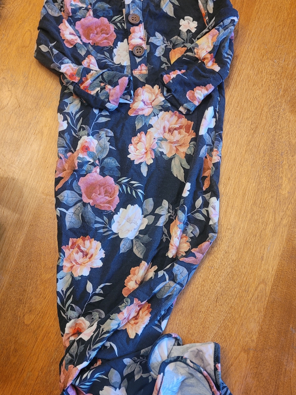 Navy Floral Knotted Gown